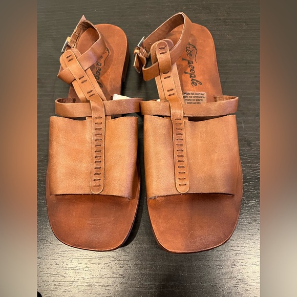 NEW Free People Long Weekend Boho Sandals Leather Brown Women’s SZ 40 EU/US 9.5 - Picture 3 of 15